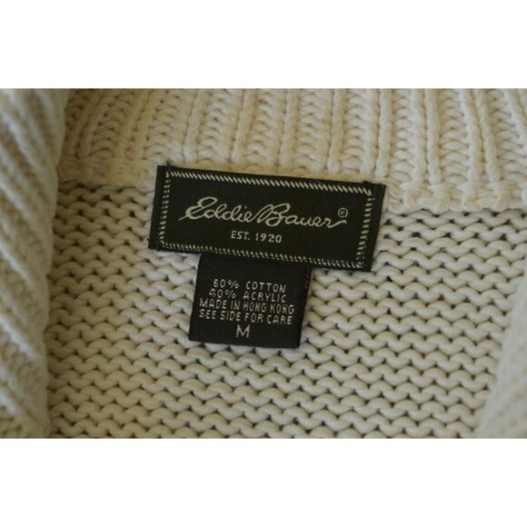 Vintage y2k Eddie Bauer Quarter Zip Knit Preppy Winter Sweater Navy Blue Size M - Picture 5 of 10